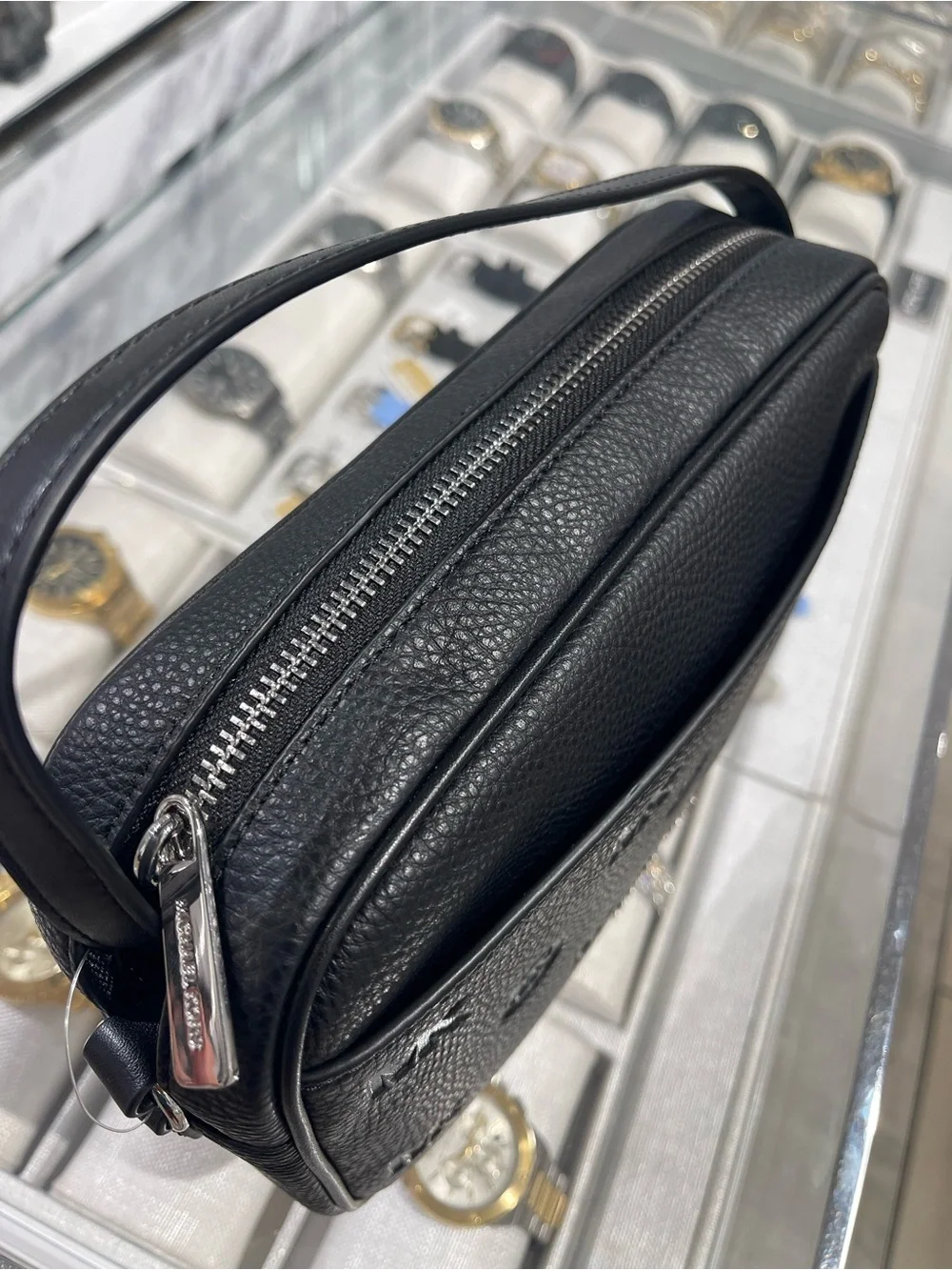 Michael Kors Jet Set Travel Larg Logo Debossed EW Camera Crossbody Bag Black NWT